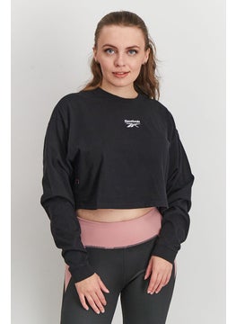 Reebok Women Sportswear Fit Long Sleeve Outdoor Crop Top, Black  - Image 1