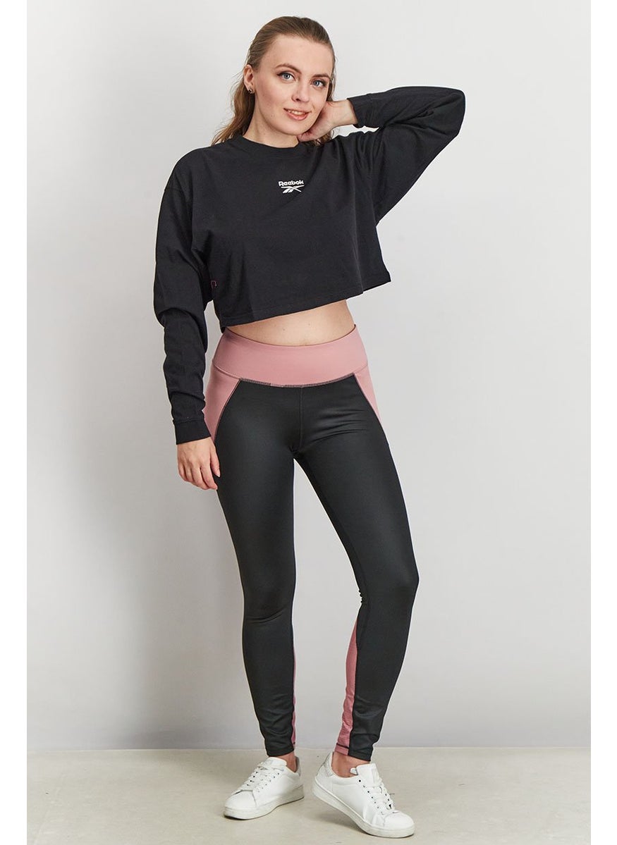 Reebok Women Sportswear Fit Long Sleeve Outdoor Crop Top, Black  - Image 4