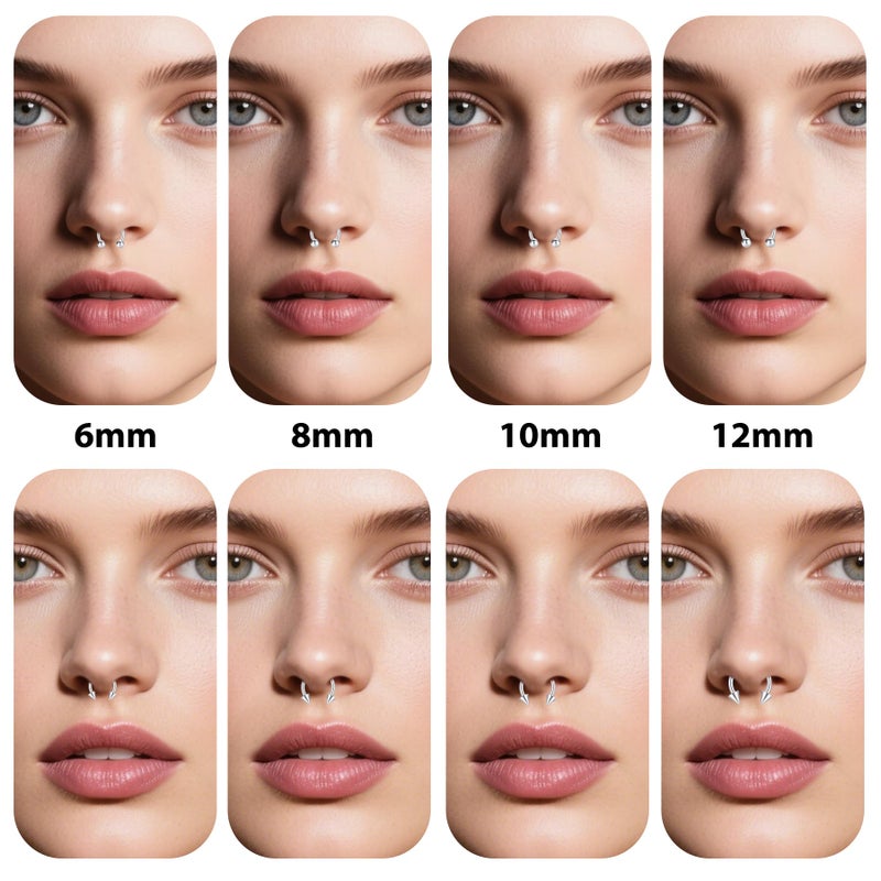 D.Bella 16G Surgical Steel Nose Septum Horseshoe Hoop Earring Eyebrow Tragus Lip Piercing Ring Balls & Spikes 6-12mm - Image 4