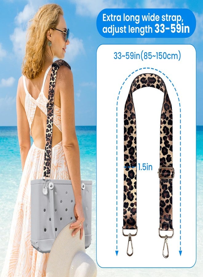 XYFuuee Strap Wrap for Bogg Bag Accessories, Adjustable Crossbody Shoulder Straps Replacement, Beach Bag Handle Cover, Brown Leopard - Image 2