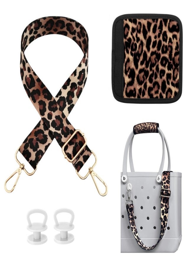 XYFuuee Strap Wrap for Bogg Bag Accessories, Adjustable Crossbody Shoulder Straps Replacement, Beach Bag Handle Cover, Brown Leopard - Image 1