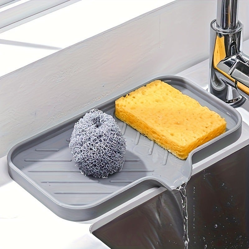 1pc Silicone Kitchen Sink Tray Soap Tray Holder - Image 2