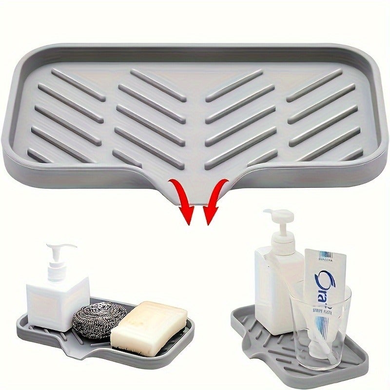 1pc Silicone Kitchen Sink Tray Soap Tray Holder - Image 4