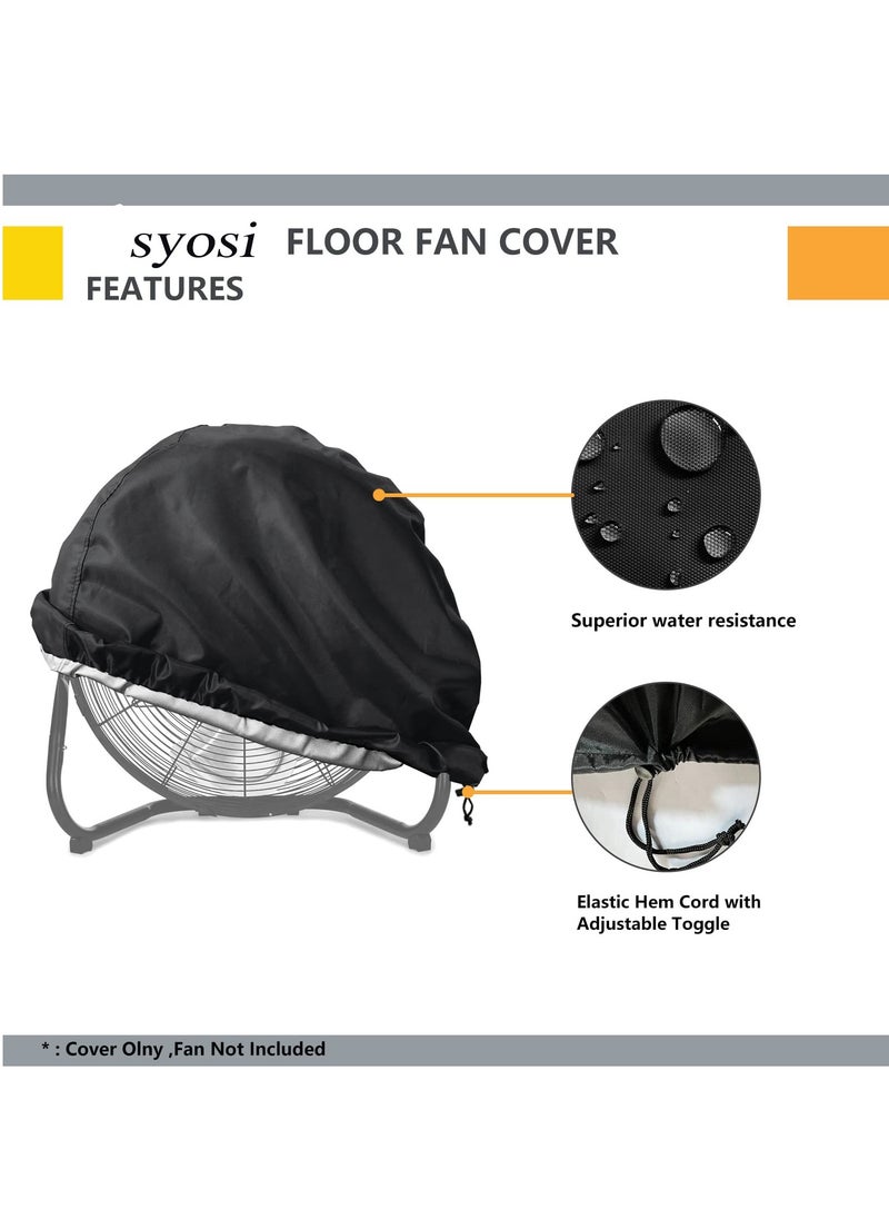 SYOSI Industrial Fan Cover Waterproof and Dustproof Cover for Most 18" 20" High Velocity Electric Industrial and Home Floor Fan Household Fan Cover For Outdoor Black 24"x7.5"x24"  - Image 4