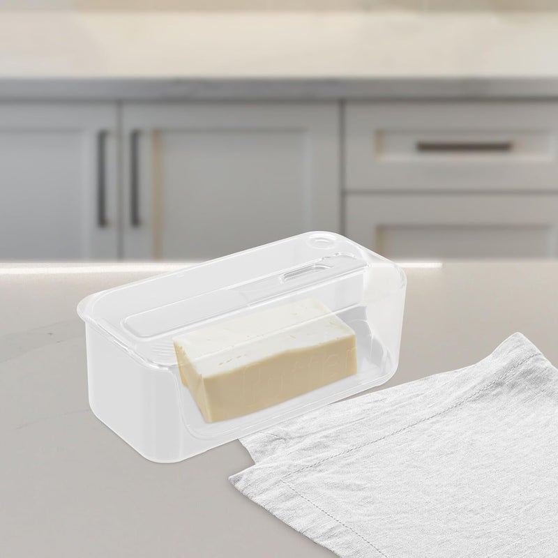 Butter Dish with Lid Large Reusable Butter Storage Tray White Base Cover Container for Refrigerator and Countertop Use - Image 5