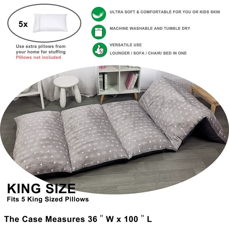 ICOPUCA Floor Lounger Pillow casing for boy Girl, Soft Minky Plush, Cover/Sleeve/Casing ONLY! Perfect Reading and Watching TV Cushion - Excellent for Sleepovers, King Size; - Image 3