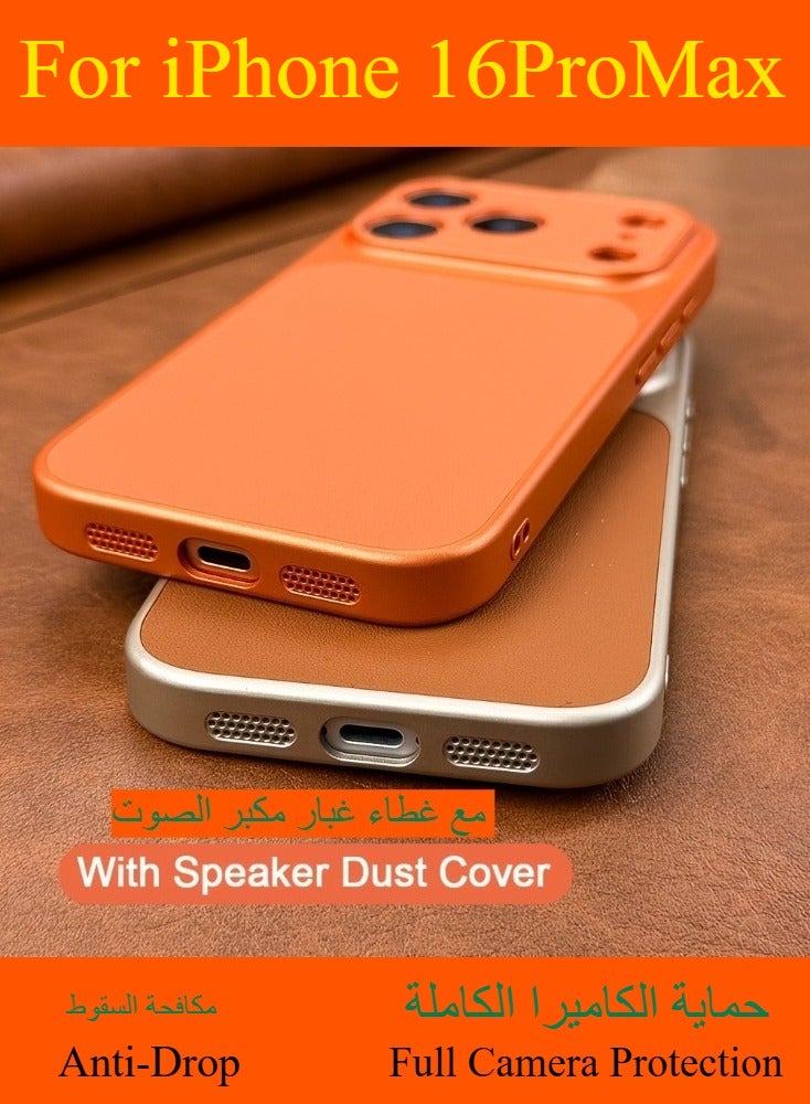 Dili Apple Grey iPhone Case iPhone 16 Pro Max Luxury Upgrade Can Immediately Become 17 Series Retro Faux Leather Phone Case Compatible with iPhone Apple iPhone Case Large Window Camera Shockproof Soft Border Hard Cover - Image 3