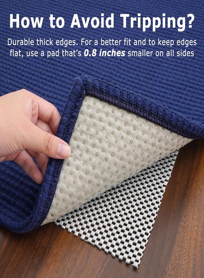 KOZYFLY Washable Area Rug 4x6 ft Non Slip Rubber Backed Living Room Rugs Braided Woven Cotton Kitchen Rugs Indoor Entryway Rug Floor Carpet for Dining Living Room Bedroom, Royal Blue/Navy - Image 5