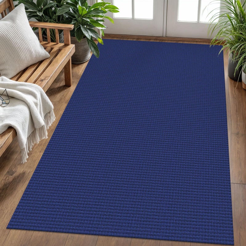 KOZYFLY Washable Area Rug 4x6 ft Non Slip Rubber Backed Living Room Rugs Braided Woven Cotton Kitchen Rugs Indoor Entryway Rug Floor Carpet for Dining Living Room Bedroom, Royal Blue/Navy - Image 1