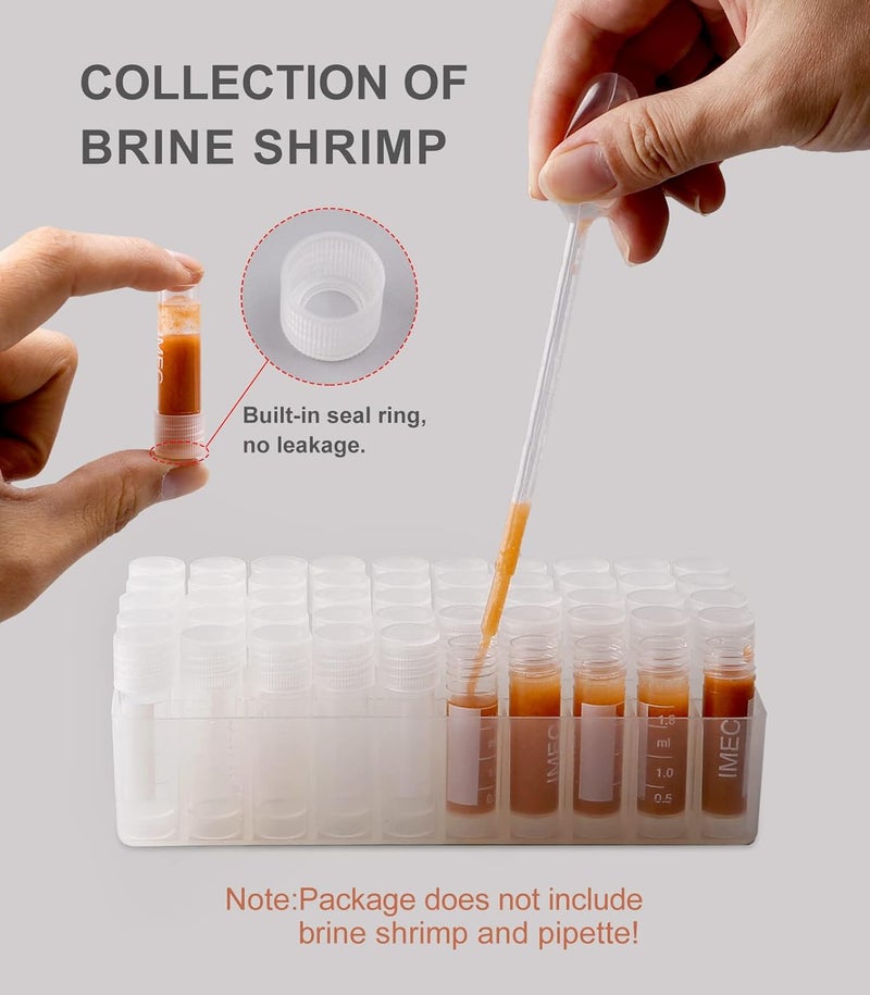 Clscea Aquarium Baby Brine Shrimp Dispense Storage Container Collection Tubes Kit for Brine Shrimp Hatchery 50 x 1.8 ml - Image 2