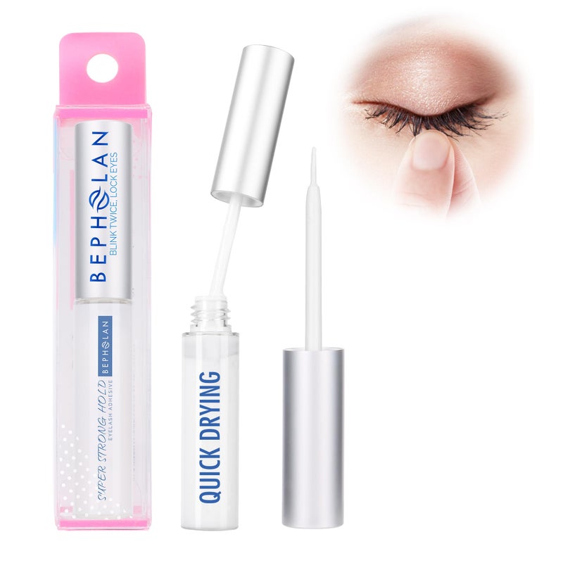 BEPHOLAN Sensitive Eyelash Glue, Super Strong Hold for False Eyelashes, Lash Glue, Eyelash Adhesive, Latex Free, Suitable for Sensitive Eyes, Waterproof, White 0.176 oz - Image 1
