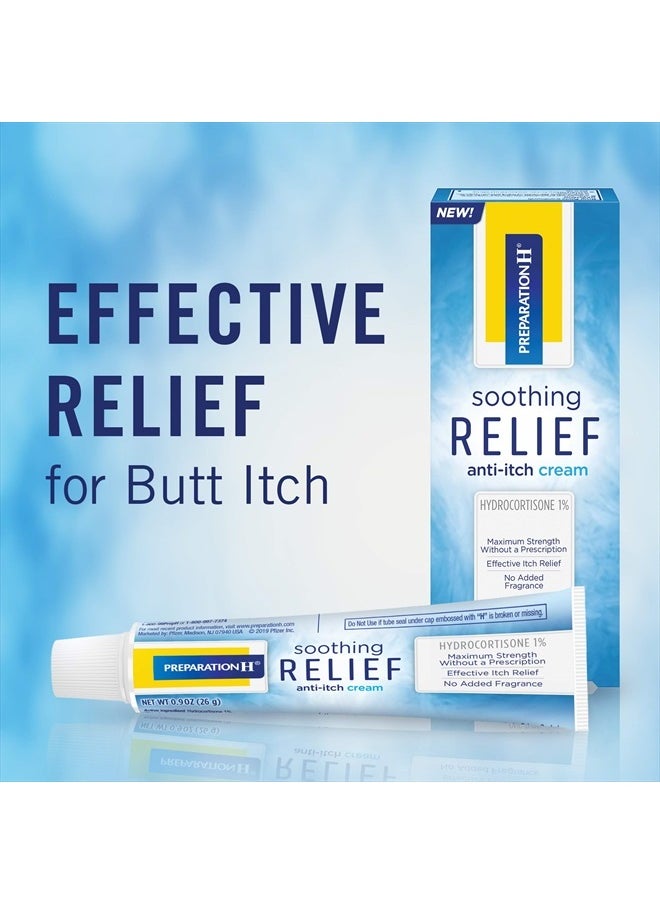 Preparation H Soothing Relief Anti Itch Cream, 1% Hydrocortisone Cream for Butt Itch Relief - 0.9 Oz Tube  - Image 2