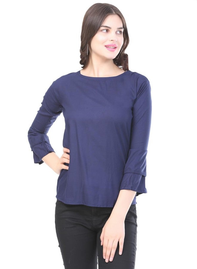 Sniffy Regular Rayon Girls top for Summer seesion (TOP-606-BLUE-15-16Y) - Image 1