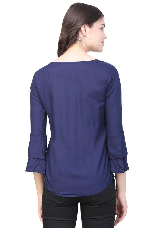 Sniffy Regular Rayon Girls top for Summer seesion (TOP-606-BLUE-15-16Y) - Image 4