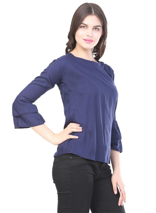 Sniffy Regular Rayon Girls top for Summer seesion (TOP-606-BLUE-15-16Y) - Image 3