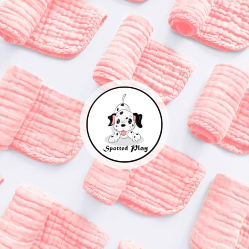 Spotted Play Muslin Burp Cloths 100% Cotton Large 20''x10'' Extra Soft and Absorbent Baby Wash Cloths Spit Up Rags - Baby Burping Cloth for Boys Girls Items(12 Pack Pink) - Image 2