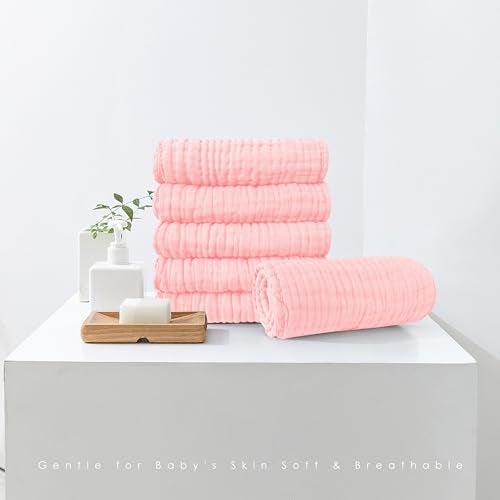 Spotted Play Muslin Burp Cloths 100% Cotton Large 20''x10'' Extra Soft and Absorbent Baby Wash Cloths Spit Up Rags - Baby Burping Cloth for Boys Girls Items(12 Pack Pink) - Image 3