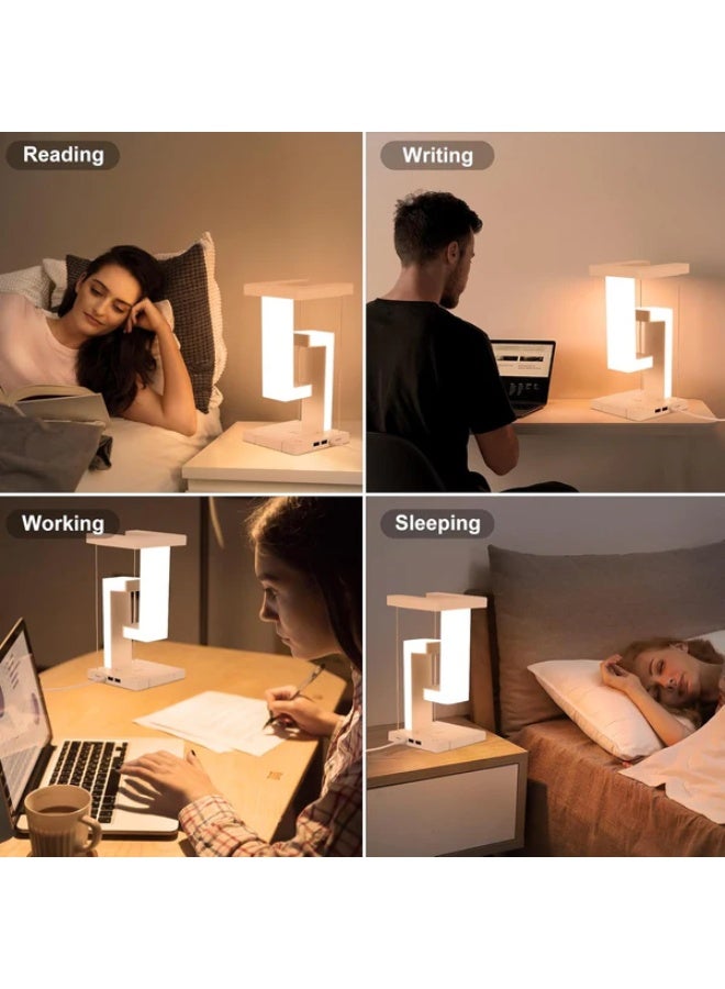 مصباح مكتبي LED هندسي حديث مع شاحن لاسلكي سريع مدمج وتحكم باللمس - Image 2