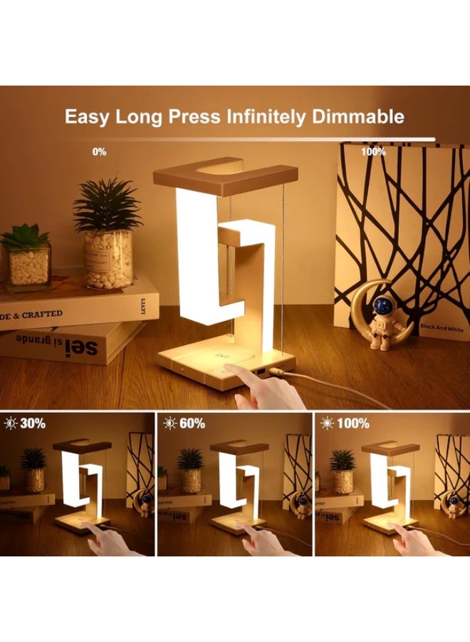 مصباح مكتبي LED هندسي حديث مع شاحن لاسلكي سريع مدمج وتحكم باللمس - Image 3