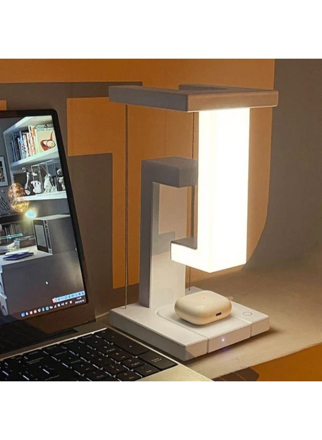 مصباح مكتبي LED هندسي حديث مع شاحن لاسلكي سريع مدمج وتحكم باللمس - Image 4