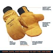RefrigiWear Unisex Fleece Lined Fiberfill Insulated Cowhide Leather Mitten Gloves, Gold - X-Large - Image 3