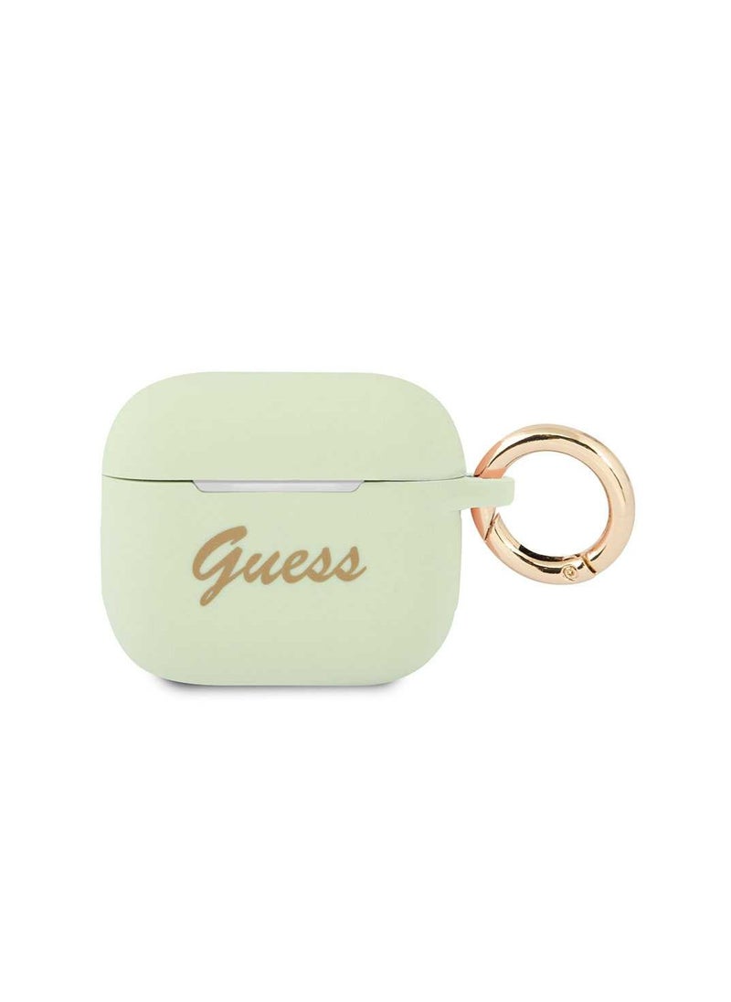 GUESS - Guess Airpods 3 Silicone Printed Script Logo With Ring Case, Scratch & Drop Resistant, Shock Absorption & Dustproof Protection - Green - Image 1