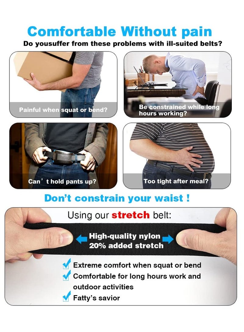 حزام جولف للرجال 2 حزمة مرنة قابل للتعديل من النايلون حزام عشوائي للراحة والأناقة - Image 3