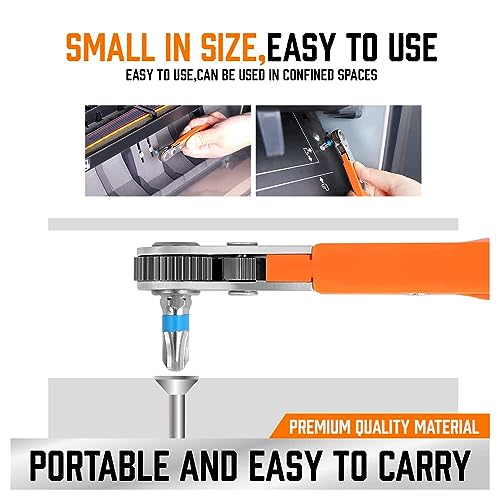 KBZONE Mini Ratchet Torx Wrench 12-Pieces & Bit Set,Screwdriver Bits With Magnetic 110 Mm 1/4 Inch4-Drive High Torque Offset Reversible Mini Ratcheting For Gadgets, Machines,Pocket Size Close Quarters - Image 5