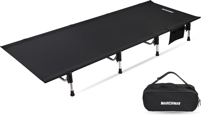 MARCHWAY Lightweight Folding Camping Cot Bed with Lever Lock - Portable and Compact for Outdoor Travel, Supports 330 lbs (Black) - Image 1
