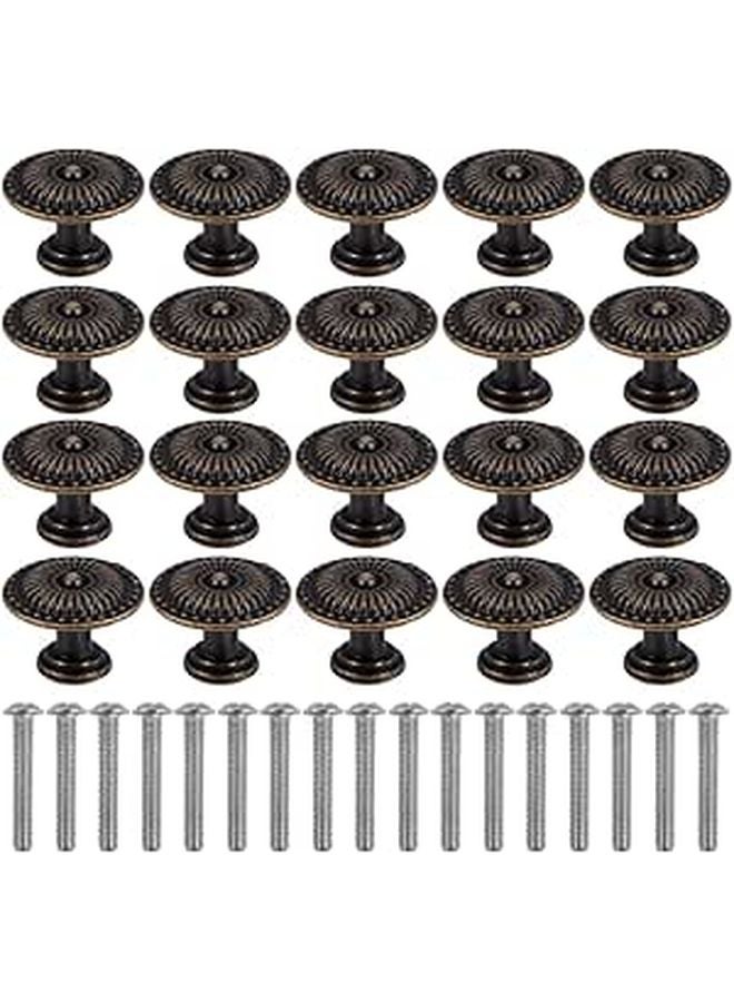 Vintage Bronze Mini Round Cabinet Knobs 20 Pack With Screws For Drawers Dresser - Image 1