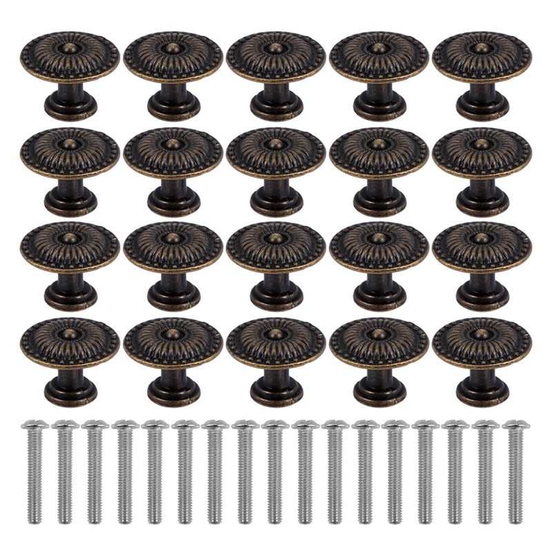Vintage Bronze Mini Round Cabinet Knobs 20 Pack With Screws For Drawers Dresser - Image 2