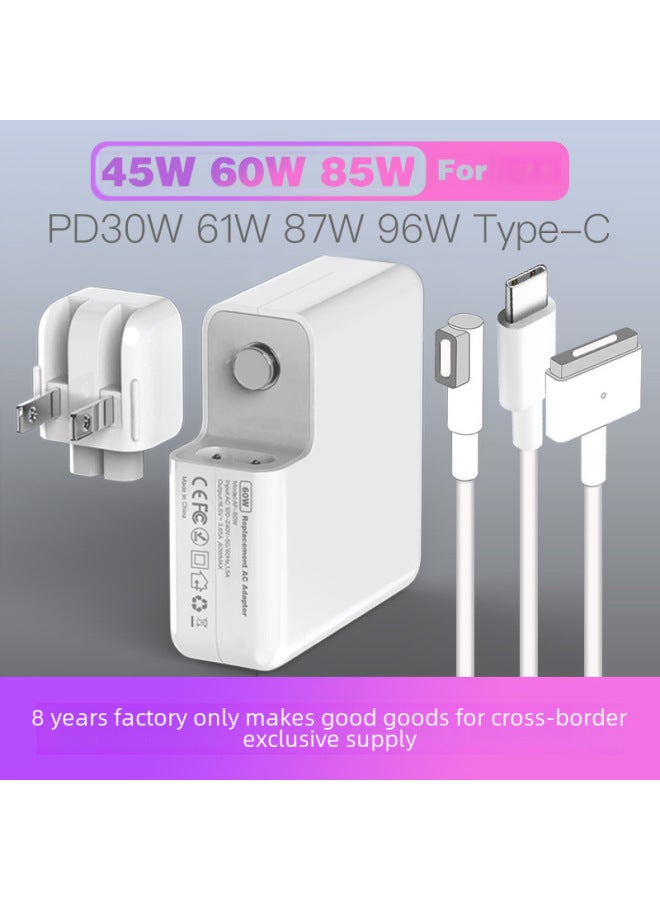 Laptop Power Adapter 45w 60w 85w Pd Fast Charging 30w 61w 87w 96w Charger-Color:European Standard + White Card Carton Packaging-Specifications:PD 87W +2m Fast Charging Line - Image 2