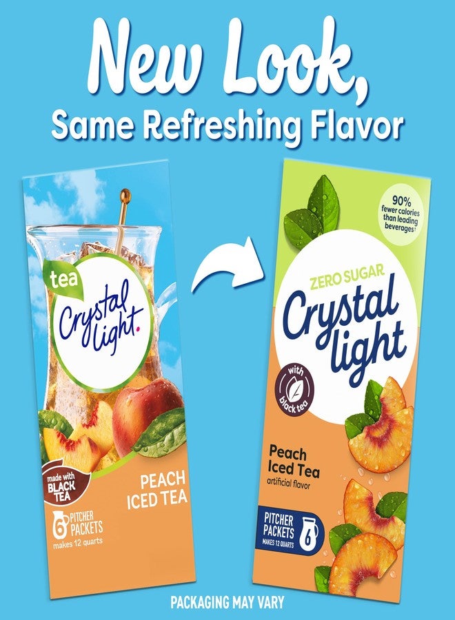 Crystal Light Drink Mix, 6 Pitcher Packets, for Flavorful Hydration and Shareable Refreshment, Peach Iced Tea artificial flavor, Made with Black Tea, 1.5 oz - Image 4