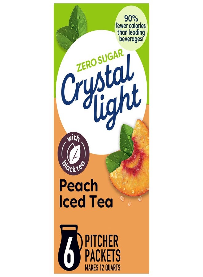Crystal Light Drink Mix, 6 Pitcher Packets, for Flavorful Hydration and Shareable Refreshment, Peach Iced Tea artificial flavor, Made with Black Tea, 1.5 oz - Image 1