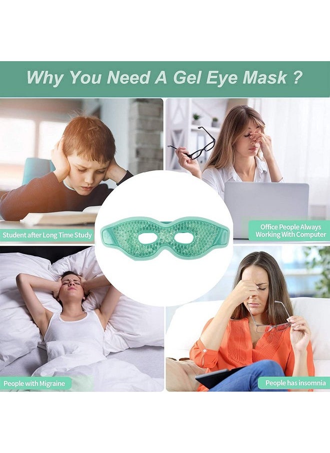 Zureni Cooling Gel Eye Mask Undereye Cool Ice Pack For Dark Circles, Dry Eyes, Patches, Swelling & Redness Sleeping Reusable Cold Compress Eyebrow Pad For Women & Men (Green)  - Image 2