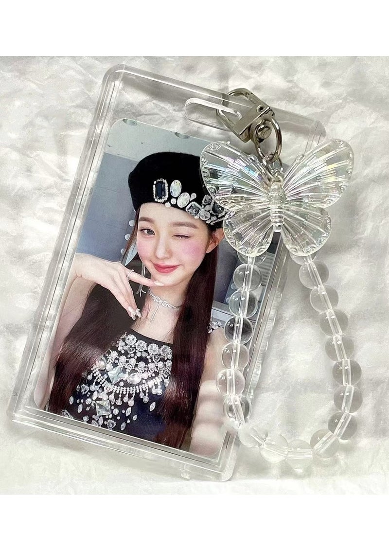 Mmmon 2PCS Kpop Photocard Holder,Kpop Cardholder,Credit Id Bank Card Bus Card Student Card Pendant Cover Holder,Decorative Stickers for Photocards Keychain  - Image 1