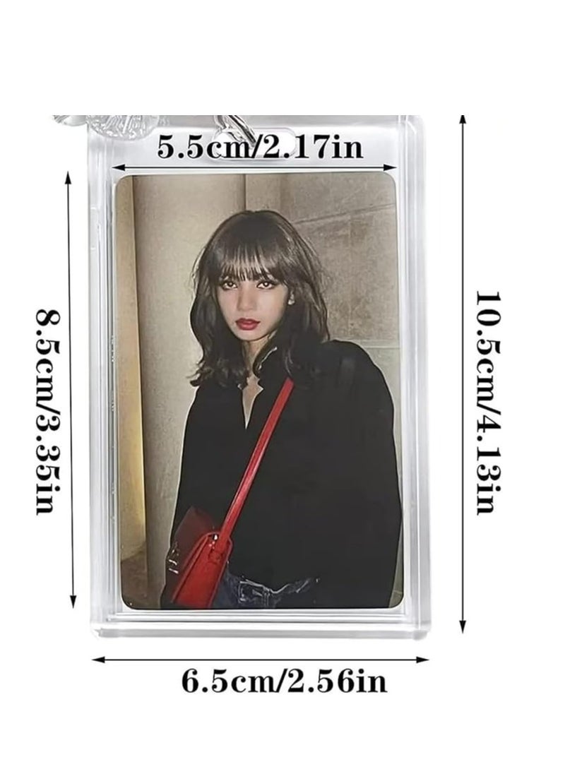 Mmmon 2PCS Kpop Photocard Holder,Kpop Cardholder,Credit Id Bank Card Bus Card Student Card Pendant Cover Holder,Decorative Stickers for Photocards Keychain  - Image 2