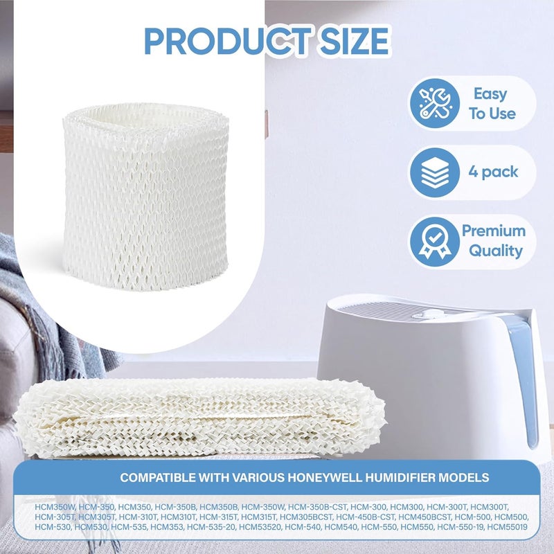 LBLVBNEWD 4 Pack HAC-504 Humidifier Wicking Filter Compatible with Honeywell HCM-350,HCM-300T, HCM-600, HCM-710, HCM-315T,HAC-504 and HAC-504AW Cool Mist Humidifiers, Replacement Filter A - Image 2