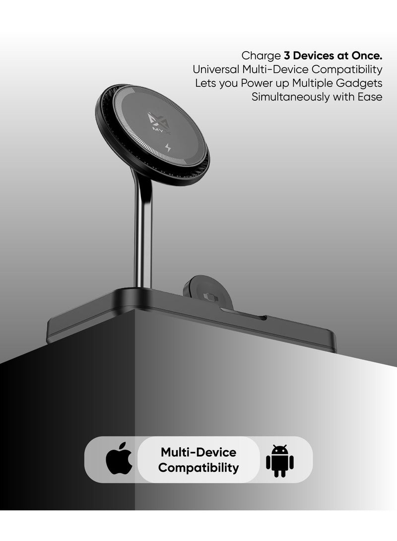 MYX TriFlux 3-in-1 Magnetic Wireless Fast Charger 15W | iOS/Android Compatibility | Smart Charging Technology - Image 4