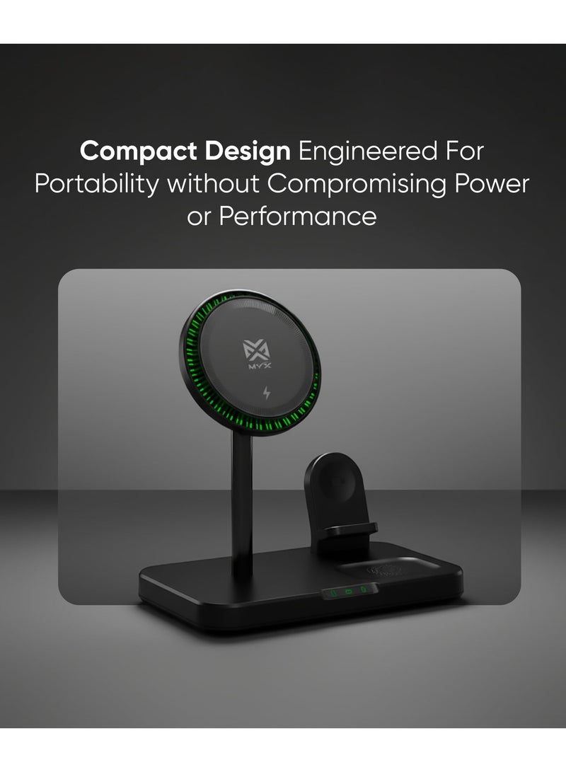 MYX TriFlux 3-in-1 Magnetic Wireless Fast Charger 15W | iOS/Android Compatibility | Smart Charging Technology - Image 5