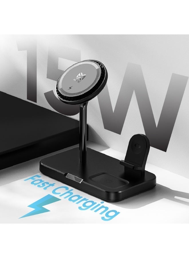 MYX TriFlux 3-in-1 Magnetic Wireless Fast Charger 15W | iOS/Android Compatibility | Smart Charging Technology - Image 2