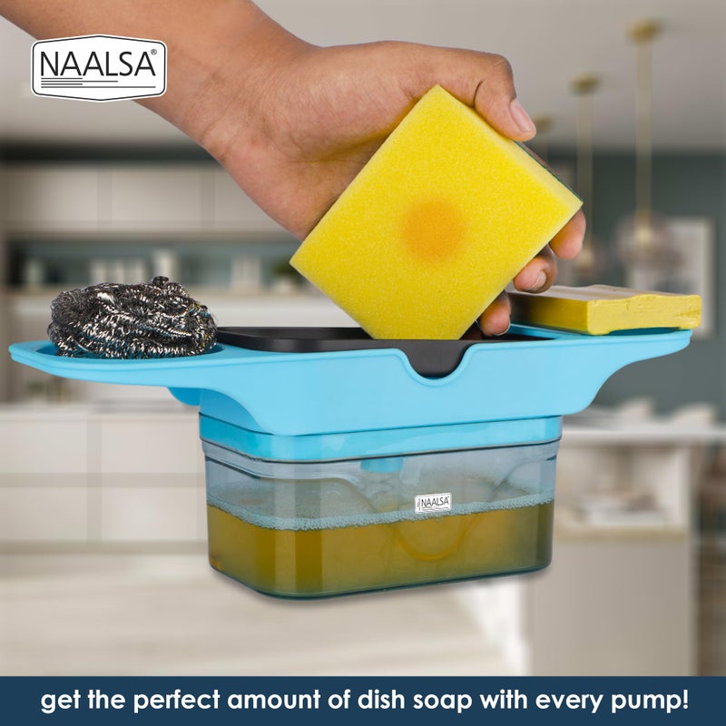 NAALSA IKON Soap Dispenser for Kitchen Sink Bathroom Accessories Dishwasher Liquid Holder Liquid Dispenser Pump 400 ML with 1Pc Sponge & 1Pc Scrubber (IKON Soap Dispenser) - Image 2