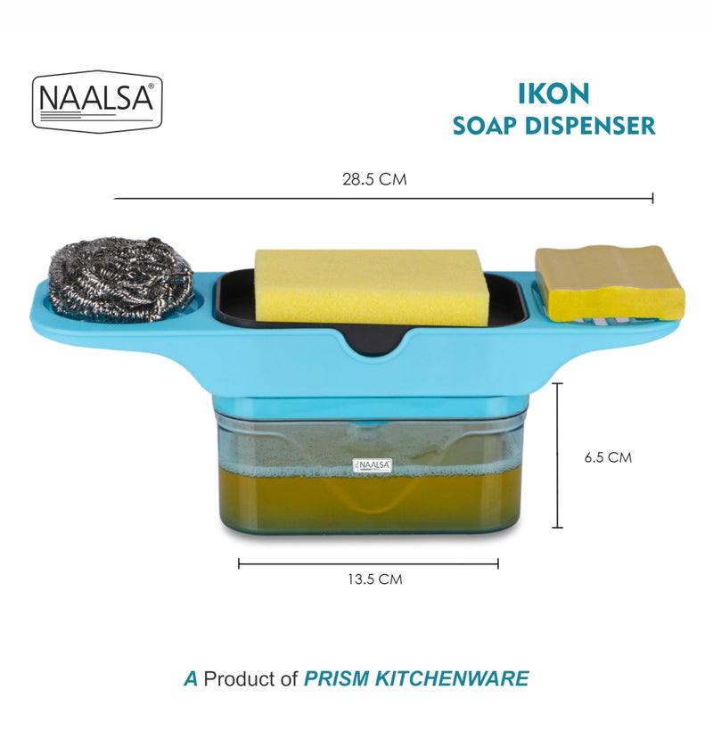 NAALSA IKON Soap Dispenser for Kitchen Sink Bathroom Accessories Dishwasher Liquid Holder Liquid Dispenser Pump 400 ML with 1Pc Sponge & 1Pc Scrubber (IKON Soap Dispenser) - Image 3