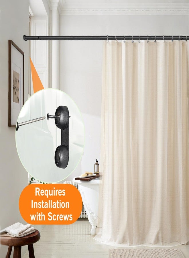 Pragmatist Double Shower Curtain Rod 27-47 Inches Wall Mounted Double Shower Curtain Rod Adjustable Curtain Rod for Bathroom Laundry Room Room Divider Kitchen, Black - Image 5