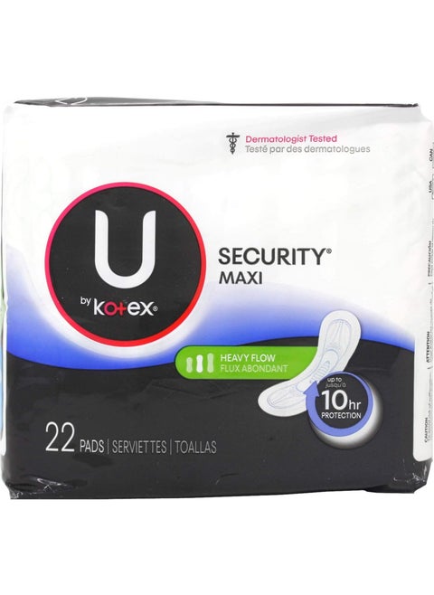 U by Kotex Maxi Pads, Long, Super Unscented 22 ea (Pack of 4)