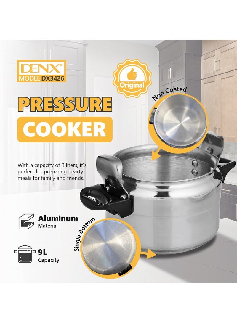 Denx Pressure Cooker 9 L , Made of high quality aluminum, ensures durability and safety. - Image 2