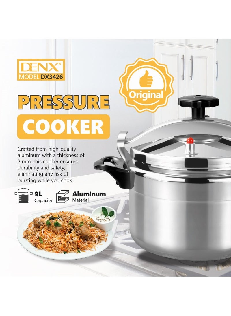 Denx Pressure Cooker 9 L , Made of high quality aluminum, ensures durability and safety. - Image 3