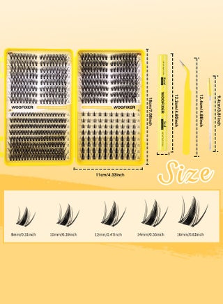 528 Pcs Lash Clusters, Lash Adhesive Glue & Lash Tweezer Set Eyelash Extensions Wispy False Eyelashes Lash Clusters DIY Eyelash Extensions Individual False Eyelashes for Women - view 3