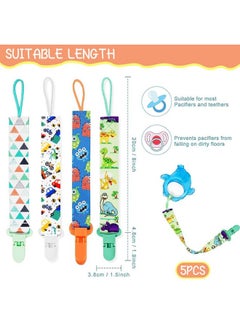 Snowie Soft 5Pcs Anti Lost Pacifier Chain Strap Pacifier Clip For Toddlers Cartoon Fabric Pacifier Clip Strap For Soother, Teether, Toy, Pacifier Anti Lost Baby Pacifier Attaching Strap,Assorted  - Image 2