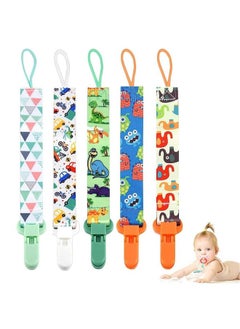 Snowie Soft 5Pcs Anti Lost Pacifier Chain Strap Pacifier Clip For Toddlers Cartoon Fabric Pacifier Clip Strap For Soother, Teether, Toy, Pacifier Anti Lost Baby Pacifier Attaching Strap,Assorted  - Image 1